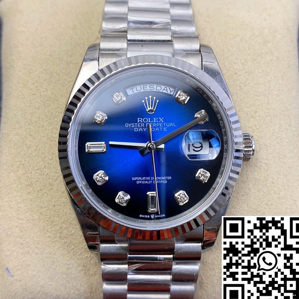 Factory Gradient EW Day-Date Diamond Blue Dial M128239-0023 Rolex 0329